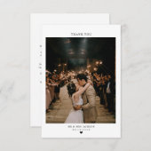 写真エレガントシンプル付きハート結婚 サンキューカード (正面/裏面)