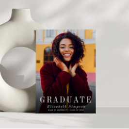 写真エレガントシンプル卒業発表 サンキューカード