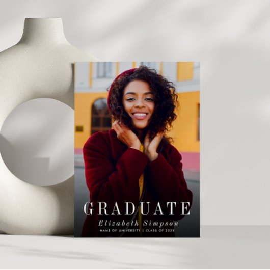 写真エレガントシンプル卒業発表 サンキューカード