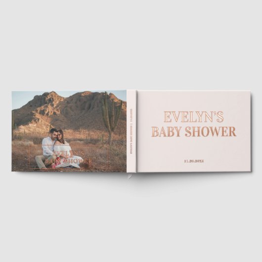 写真エレガントシンプル赤ちゃんシャワーピンク ゲストブック (全面)