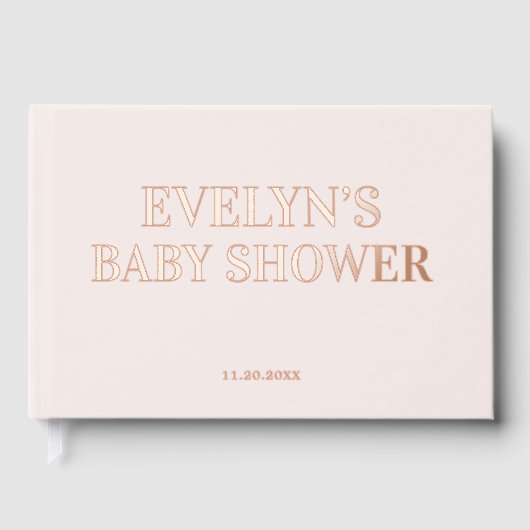 写真エレガントシンプル赤ちゃんシャワーピンク ゲストブック (正面)