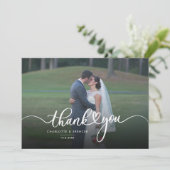 写真エレガントスクリプト手書き結婚の サンキューカード (スタンド正面)