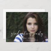 写真エレガントスタイリッシュ卒業パーティーの招待 案内状 (正面/裏面)