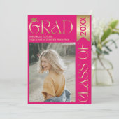 写真エレガントスタイリッシュ金ゴールドモダンピンク大学院生 招待状 (スタンド正面)