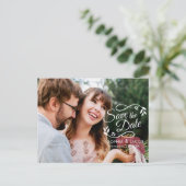 写真エレガントスモダンクリプト日付の保存 案内ポストカード (スタンド正面)