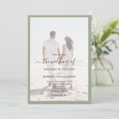 写真エレガントセージ結婚グリーン 招待状 (スタンド正面)