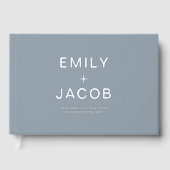 写真エレガントダスティブルーシルバーミニマモダンリスト ゲストブック (正面)