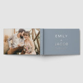 写真エレガントダスティブルーシルバーミニマモダンリスト ゲストブック (全面)