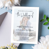 写真エレガントダスティブルーミニマリストQRコードRSVP 招待状