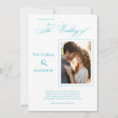 写真エレガントティール(緑がかった色)モダン結婚式招待状 招待状 (正面)