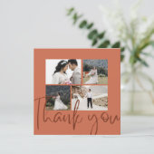 写真エレガントテラコッタ結婚のサンキューカード 招待状 (スタンド正面)