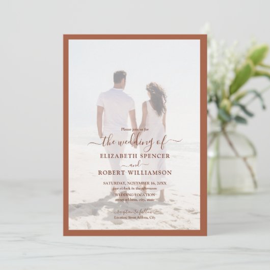 写真エレガントテラコッタ結婚ズ 招待状 (スタンド正面)