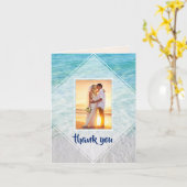 写真エレガントトロピカルビーチ結婚式ありがとう カード (黄色い花)