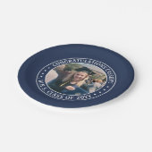 写真エレガントネイビーブルー&ホワイト卒業パーティー ペーパープレート (アングル)