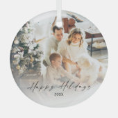 写真エレガントハッピーホリデーズクリスマスツリーグラス ガラスオーナメント (正面)