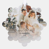 写真エレガントハッピーホリデーズクリスマスツリー オーナメントカード (裏面)