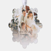 写真エレガントハッピーホリデーズクリスマスツリー オーナメントカード (左)