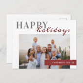 写真エレガントハッピーホリデーズファミリー ポストカード (正面/裏面)