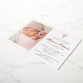 写真エレガントバプテスマ実在金ゴールド 箔招待状 (回転した状態)