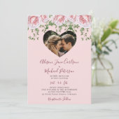 写真エレガントバラバレンタインハート結婚ピンク 招待状 (スタンド正面)
