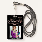 写真エレガントバラ金ゴールド公証人ローン業者 バッジ (正面ランヤード)