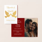 写真エレガントパーソナライズされた結婚式招待状カード 箔カード (ディスプレー)