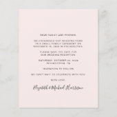 写真エレガントピンクの結婚式レセプション日付を保存 (裏面)