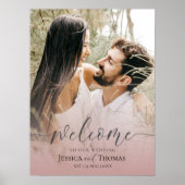 写真エレガントピンク&ブラック私たちの結婚へようこそ ポスター (正面)