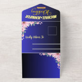 写真エレガントフローラブルーティアウェイ結婚ズ オールインワン招待状 (外側)