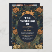 写真エレガントフローラ結婚アールヌーボー 招待状 (正面/裏面)