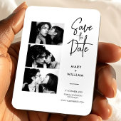 写真エレガントブモダンース結婚式の日付を保存 マグネット