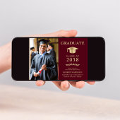 写真エレガントブルゴーニュ金ゴールド卒業パーティー 招待状