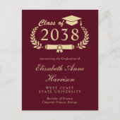 写真エレガントブルゴーニュ金ゴールド卒業 ポストカード (正面)