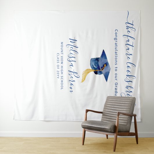 写真エレガントブースの青い背景 タペストリー (インサイチュ(横))