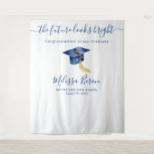 写真エレガントブースの青い背景 タペストリー (正面)