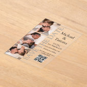 写真エレガントブース3枚qrコード保存日時 アクリル招待状 (レイダウン)