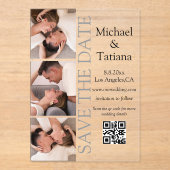 写真エレガントブース3枚qrコード保存日時 アクリル招待状 (正面)