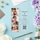 写真エレガントブース3枚qrコード保存日時 アクリル招待状 (インサイチュ (ウェディング))