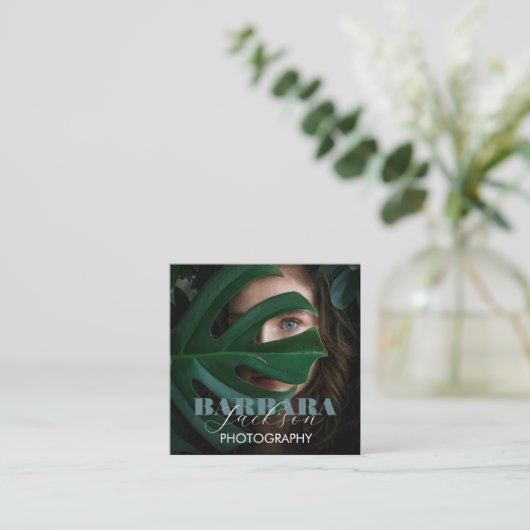 写真エレガントプロフェッショナル書 スクエア名刺 (スタンド正面)