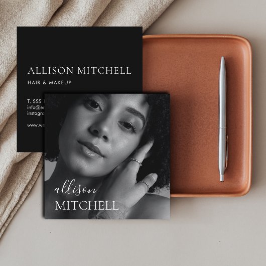 写真エレガントプロフェッショナル書 スクエア名刺