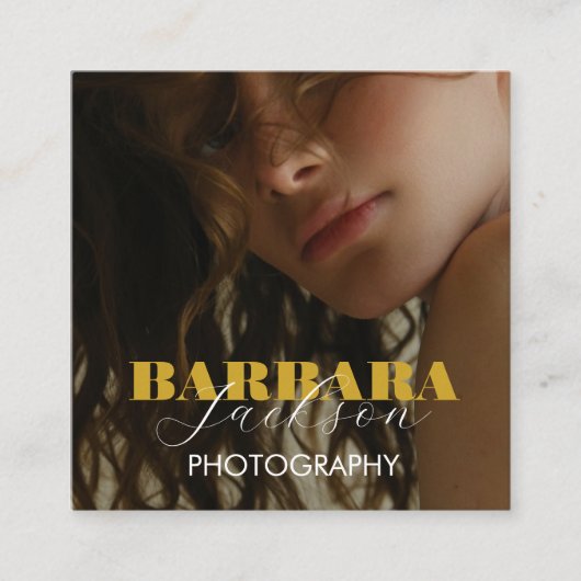 写真エレガントプロフェッショナルqrコード スクエア名刺 (正面)