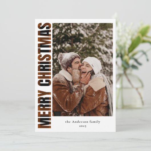写真エレガントプ素朴ライドのメリークリスマス シーズンカード (スタンド正面)