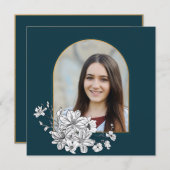 写真エレガントヘブライ語バルミツワー招待状 招待状 (正面/裏面)