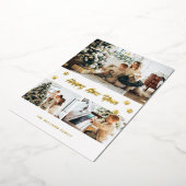 写真エレガントペットの飼い主ハッピーニューイヤー金ゴールド 箔シーズンカード (回転した状態)