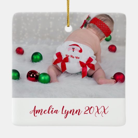写真エレガントマイ初めてのクリスマスモダンベビー セラミックオーナメント (裏面)