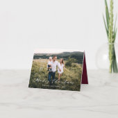 写真エレガントミニマルクリスマスの脚本burgundy Ho シーズンカード (正面)