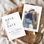 写真エレガントミニマル日付の保存 セーブザデート<br><div class="desc">の結婚正面に写真が付いた日付カードを保存する。Save the Dateカードには手で書いたモダン草書タイポグラフィが含まれエレガント、シンプルとミニマルモダンムな結婚式の日のお祝いの後に使用すシンプルる。</div>