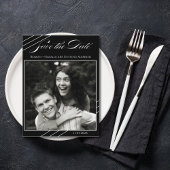 写真エレガントミニマル白黒日付の保存 ポストカード