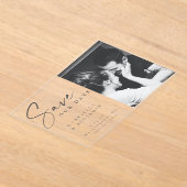 写真エレガントミニマル結婚式の日付を保存 アクリル招待状 (レイダウン)