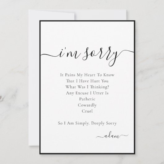 写真エレガントメモリ申し訳ない謝罪カード サンキューカード (裏面)